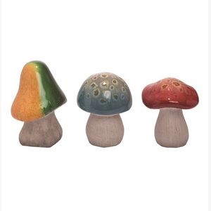 Red, Blue, & Green Mushroom Décor - Set of Three